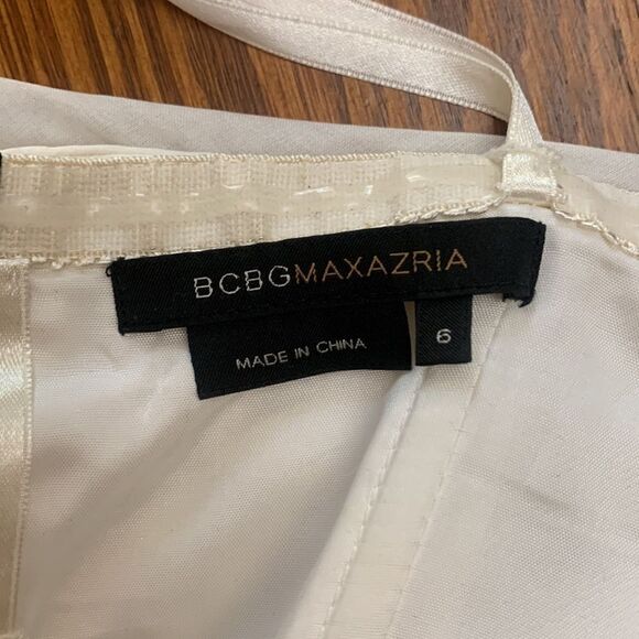 BCBGMaxAzria Strapless Silk Cocktail Dress Black and White Size 6 - Picture 5 of 8